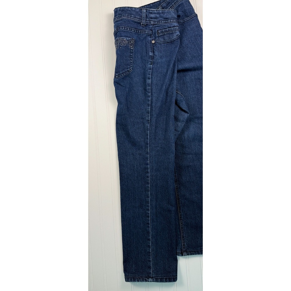 Chico's Jeans Womens Size 1.5 Regular Straight Leg Dark Wash Stretch Denim - Picture 14 of 16